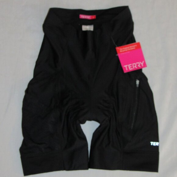 NWT TERRY GRAND TOURING Padded Cycling Shorts Women's sz L Black Pockets - Picture 1 of 7